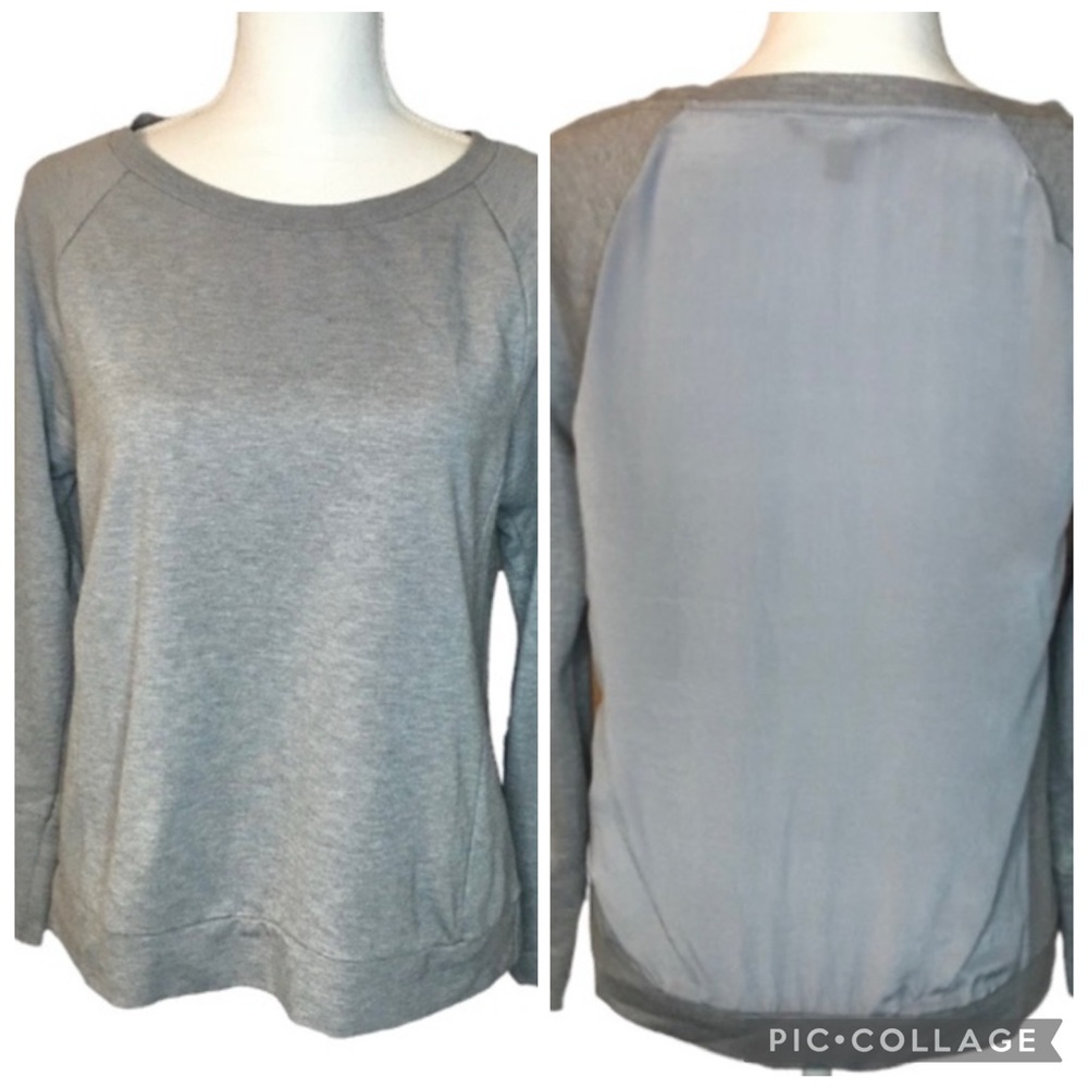 BANANA REPUBLIC Crew Neck w/ 100% Silk Back Panel Sz L